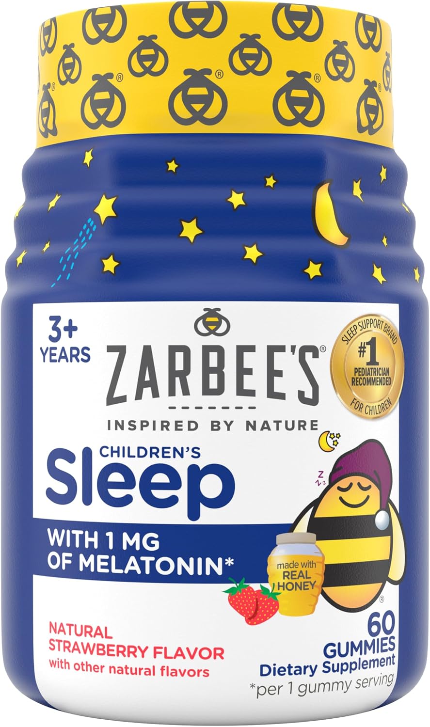 Zarbee's Kids Melatonin Sleep Gummies, 1 mg Melatonin, 60 ct