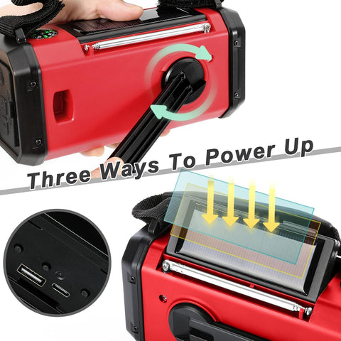 Emergency Weather Radio with NOAA,10000mAh Solar Hand Crank Radio,AM FM