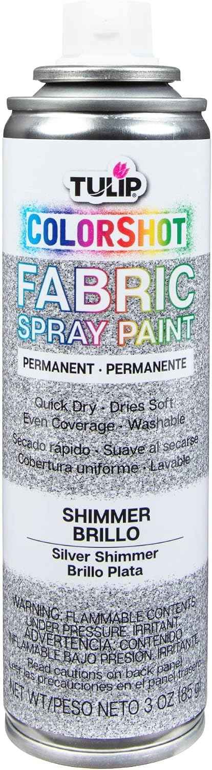 TULIP ColorShot Fabric Spray Paint, Silver Shimmer, 3 oz