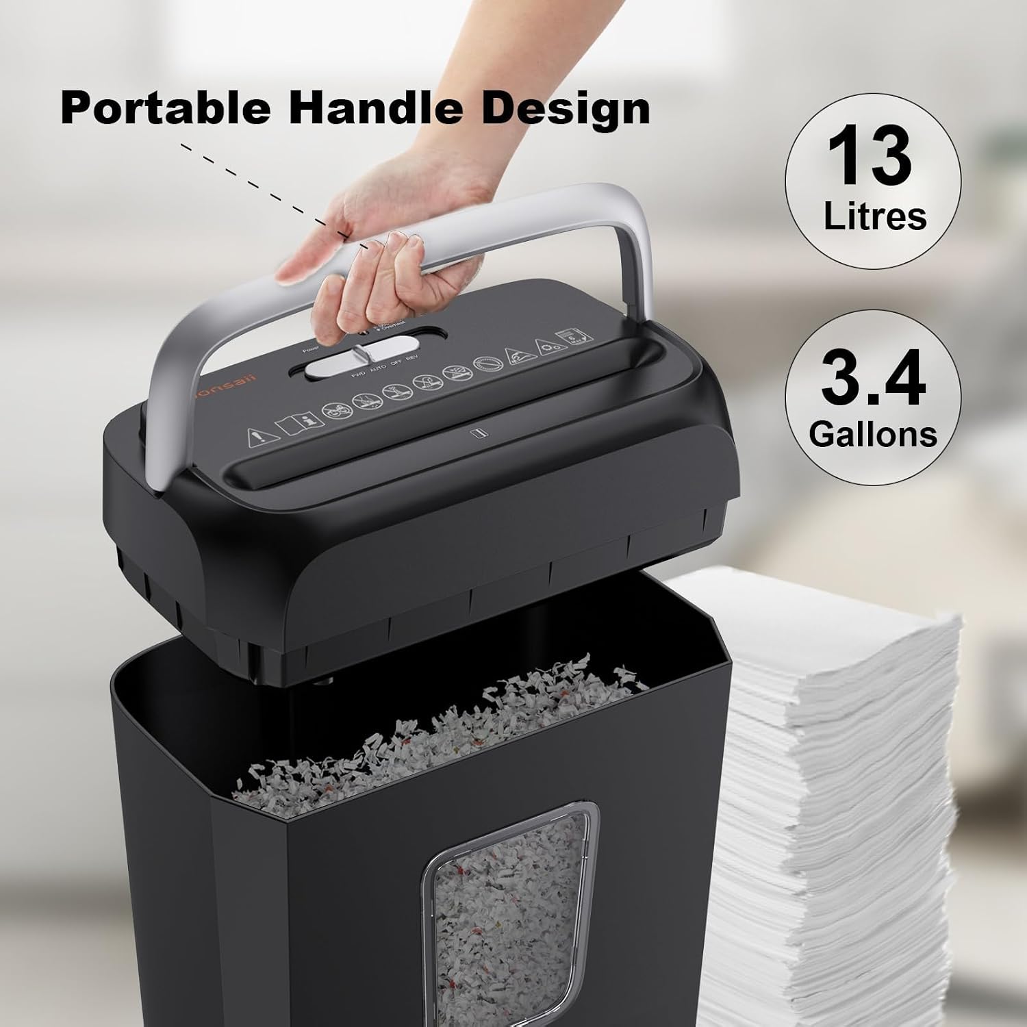 Bonsaii 5-6 Sheet Cross Cut Paper Shredder for Home use, 3.4 Gal Bin