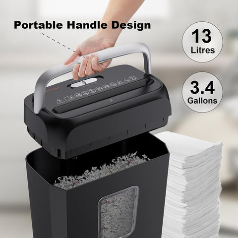 Bonsaii 5-6 Sheet Cross Cut Paper Shredder for Home use, 3.4 Gal Bin
