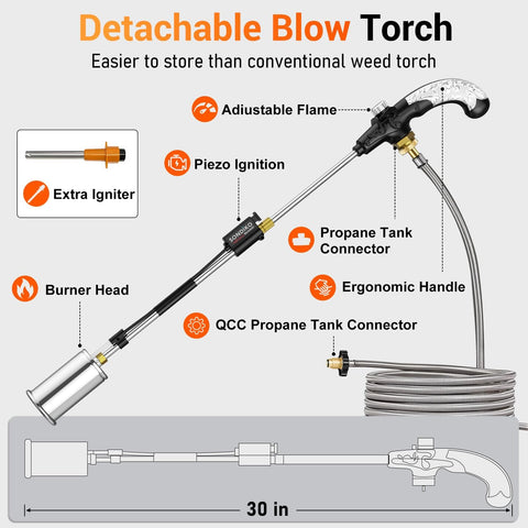 Sondiko Propane Torch Weed Burner with 10 FT Hose, High Output Weed Torch