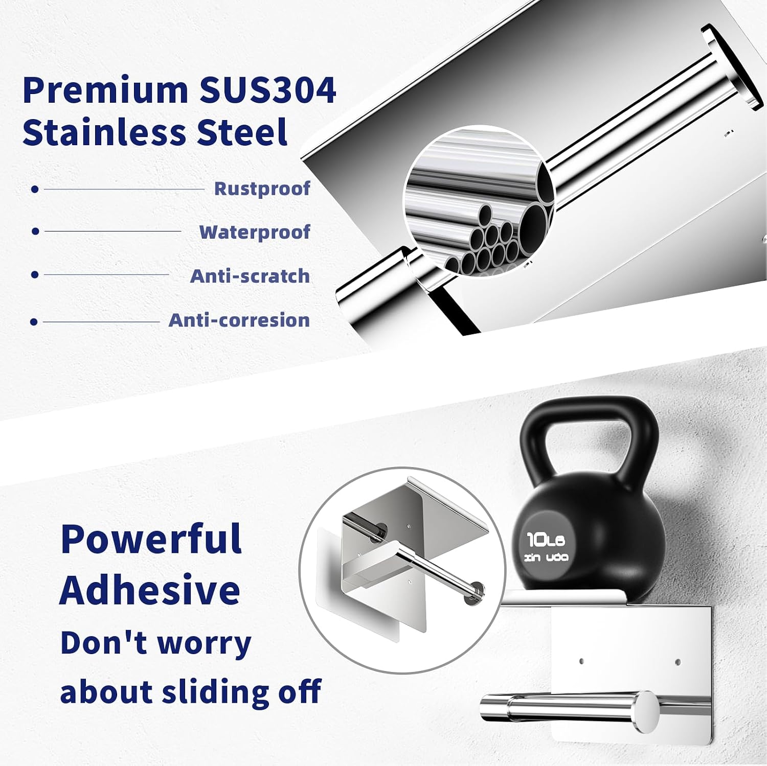 GLNLQ Chrome Toilet Paper Holder Wall Mount, Self Adhesive or Screw-in