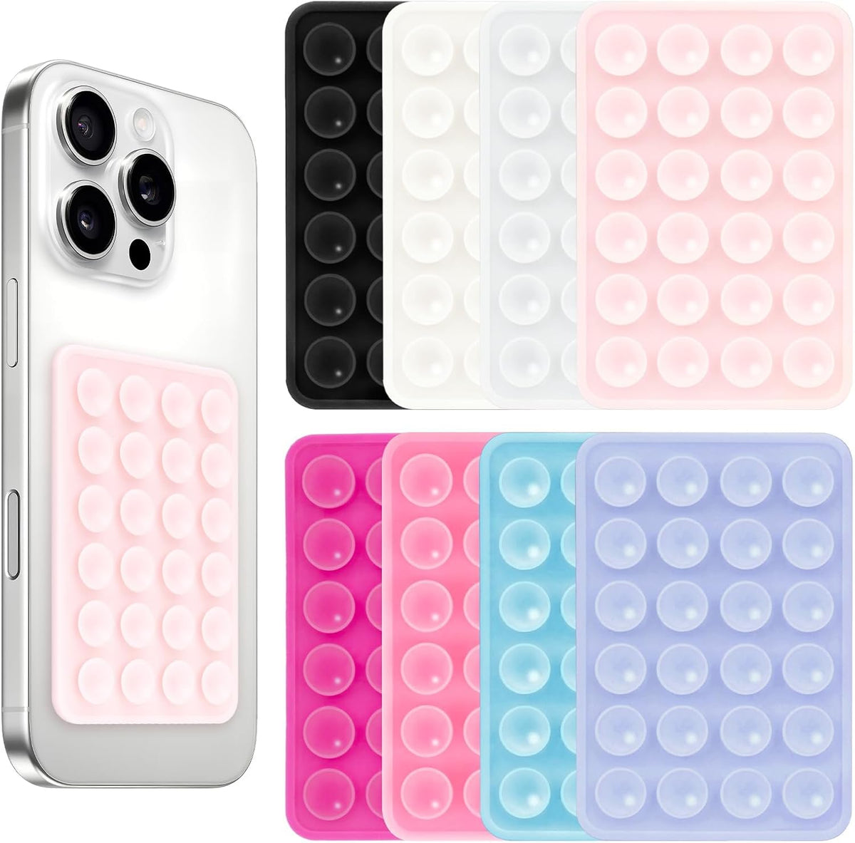 Giumel 8PCS Silicone Suction Phone Case Mount, Non Slip Suction Cup, Hands-Free Phone Accessories Holder for Selfies and Videos, Silicone Adhesive Stand Sticky for Cell Phone