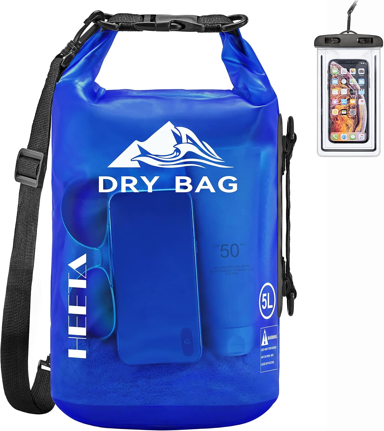 HEETA Dry Bag Waterproof Backpack with Phone Case 5L/10L/20L/30L/40L