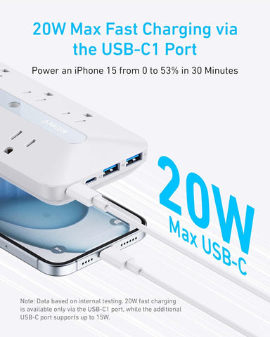 Anker Outlet Extender, 10-in-1 Power Strip with 300J Surge Protector, 6 AC