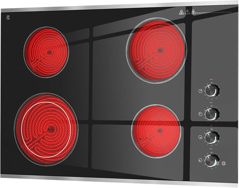 30 inch ELectric Cooktop Built-in 6700W 4 Burner, 220V Hard Wire