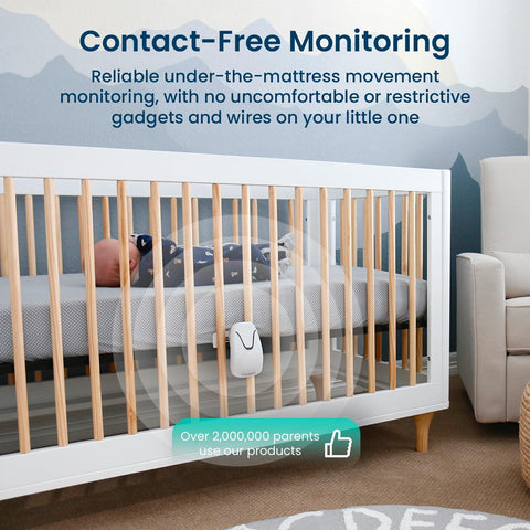 Babysense True Sleep HD Baby Monitor with Camera and Audio + Baby Sleep Movement Monitor, No WiFi, 2 Non-Contact Under Mattress Sensors, Non-Wearable Monitor, Full Crib Coverage