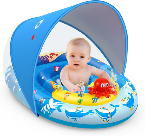 EZIGO Baby Pool Float Canopy UPF50+, Kids Floats for 6-36 Months Boys Girls