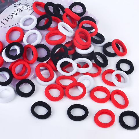 BAOLI Mini Hair Ties for Toddler Girls, Soft, Red and Black, 200PCS
