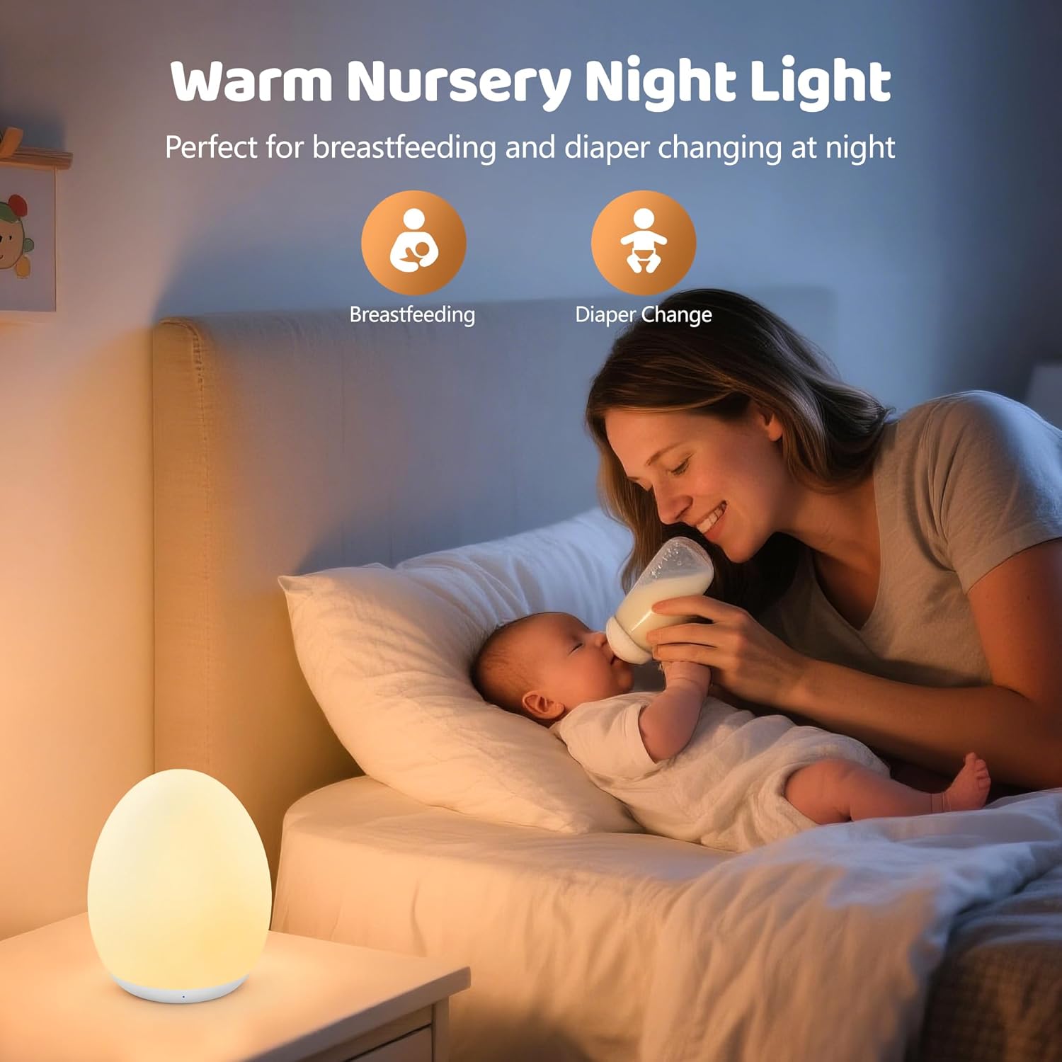 MediAcous Night Light for Kids, 7 Colors Changing Egg Light for Nursery