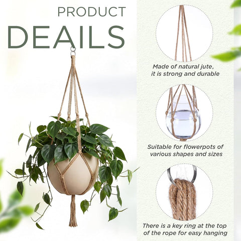 EBOOT 2 Pack 33 48 Inch Macrame Plant Hanger, Linen Color, 4 Legs