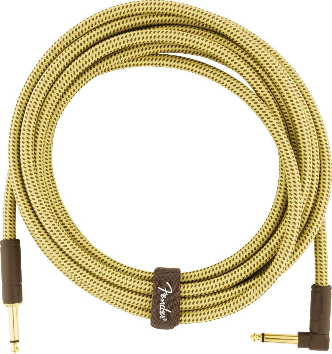 Fender Deluxe Instrument Cable, Straight/Angle, Guitar Cable, 15ft, Tweed