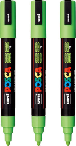 posca PC-5M Water-Based Paint Markers, Reversible Medium Tip (1.8-2.5mm), Apple Green, 3 Count
