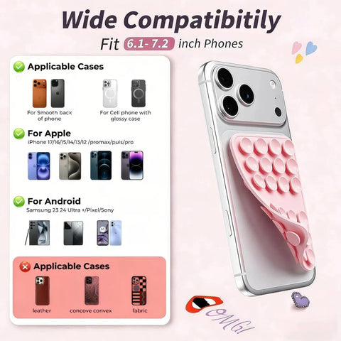 Upgraded Double Sided Silicone Suction Cup Phone Case Mount, Baby Yellow