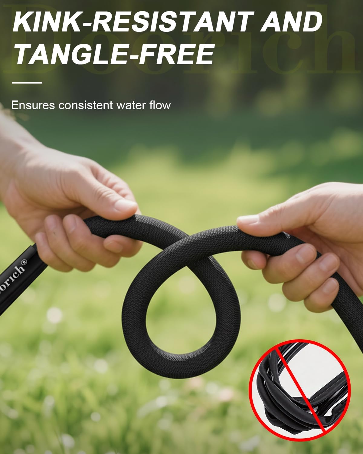 Garden Hose, 25ft Flat Ultra Lightweight Flexible Water Hose Black
