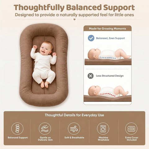 Baby Lounger, Infant Support Cushion 0-24 Months, Brown