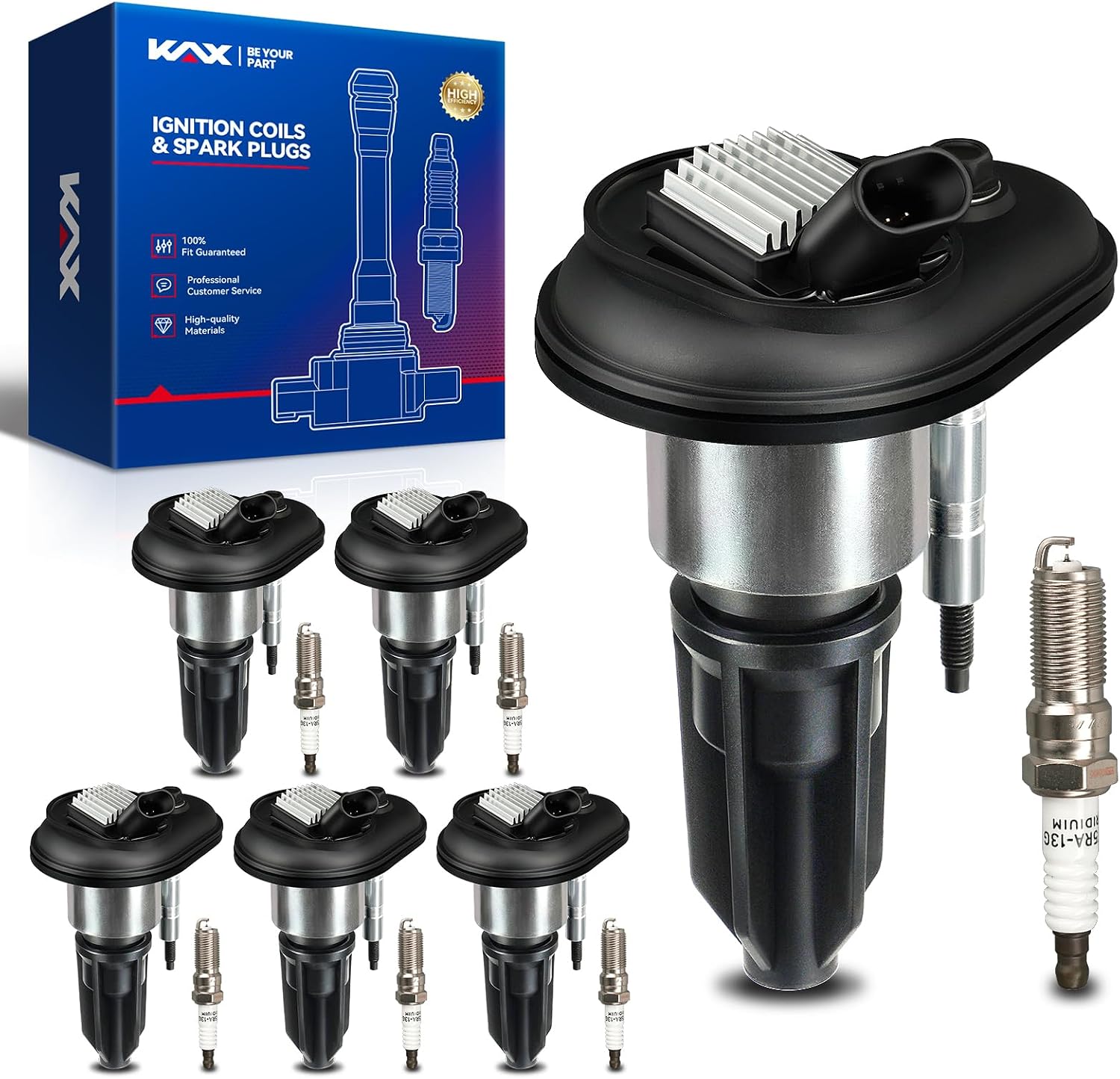 KAX 6 Ignition Coils & 6 Iridium Spark Plugs Set for Chevy Trailblazer 4.2L