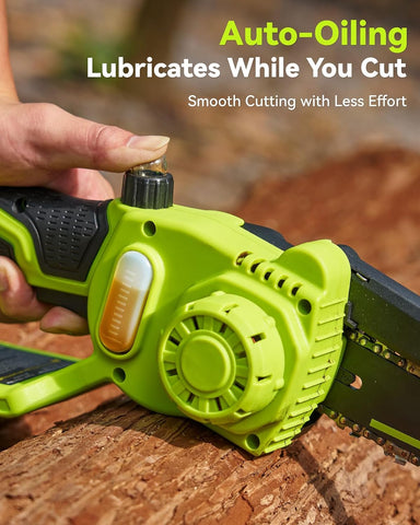 Mini Chainsaw Cordless, 8 Inch & 6 Inch Electric Chainsaw Battery Powered, 1000W Brushless Handheld Power Chain Saw with 2 Batteries, Small Tree Saw for Branch Trimming Wood Cutting