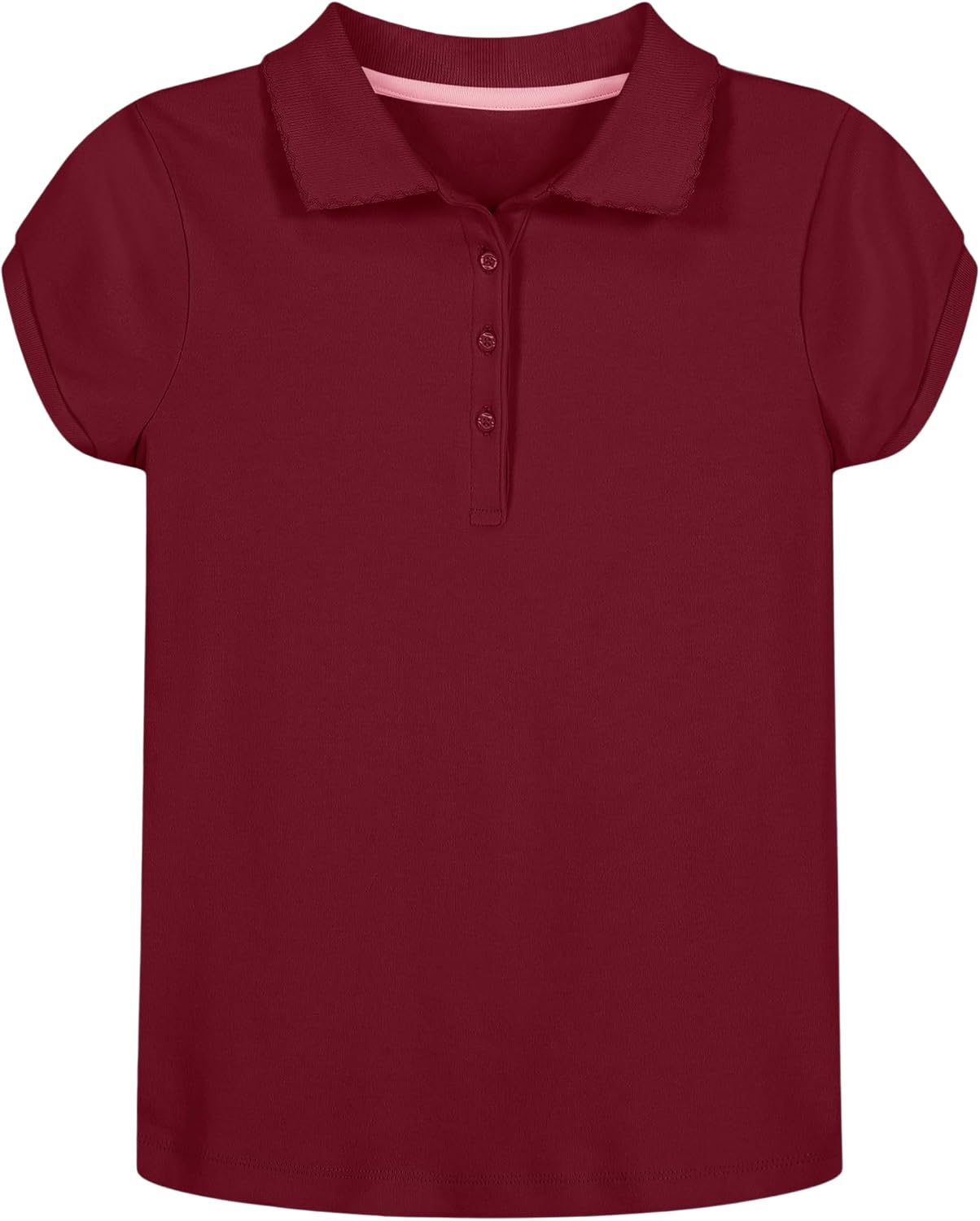 Nautica Girls' School Uniform Short Sleeve Polo Shirt, Button Closure, Soft Pique Fabric