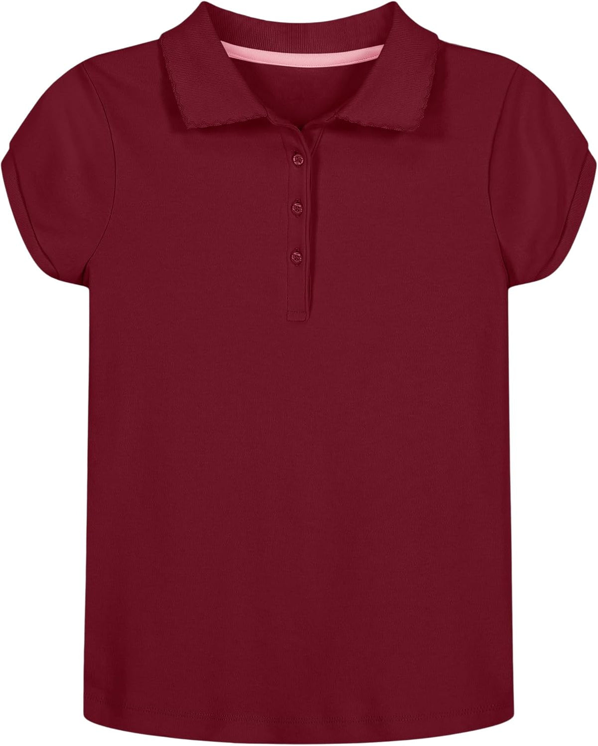 Nautica Girls' School Uniform Short Sleeve Polo Shirt, Button Closure, Soft Pique Fabric