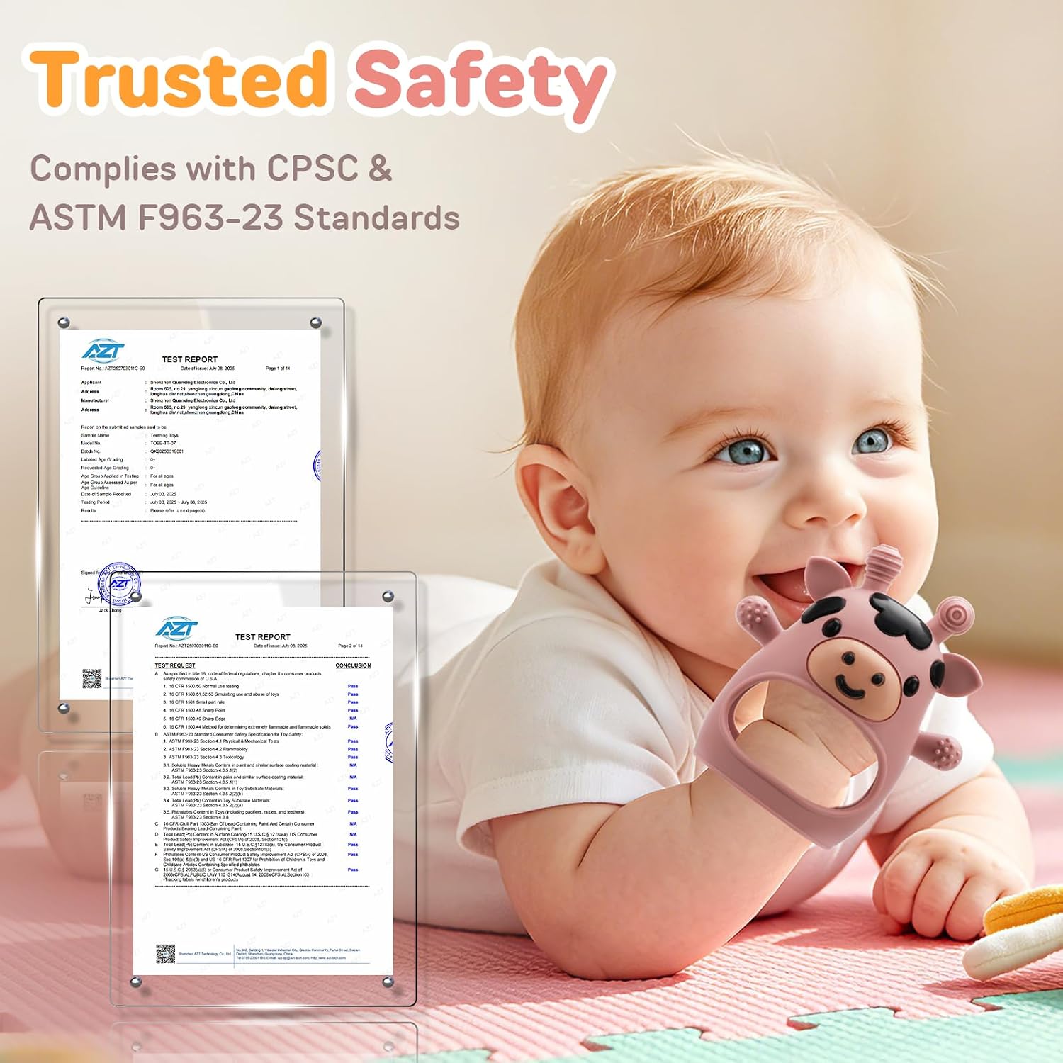 2 Pack Baby Teething Toys 3-6 6-12 Months, Silicone Teether Mittens