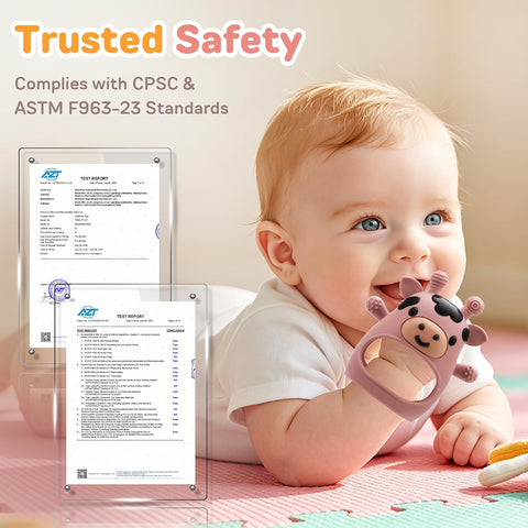 2 Pack Baby Teething Toys 3-6 6-12 Months, Silicone Teether Mittens