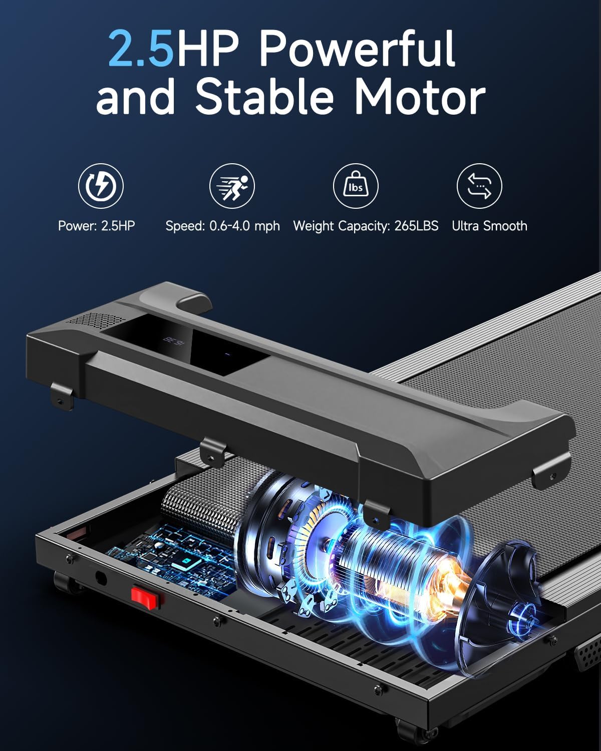 Walking Pad Treadmill for Home - Under Desk Treadmills Mini Portable Walking Running Machine Slim Compact Small Lightweight Motorized Electric Treadmill with Adjustable Speed Remote