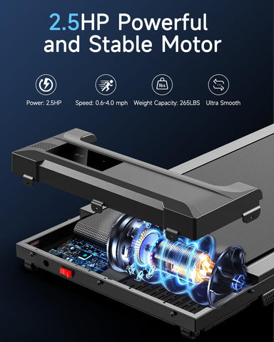 Walking Pad Treadmill for Home - Under Desk Treadmills Mini Portable Walking Running Machine Slim Compact Small Lightweight Motorized Electric Treadmill with Adjustable Speed Remote
