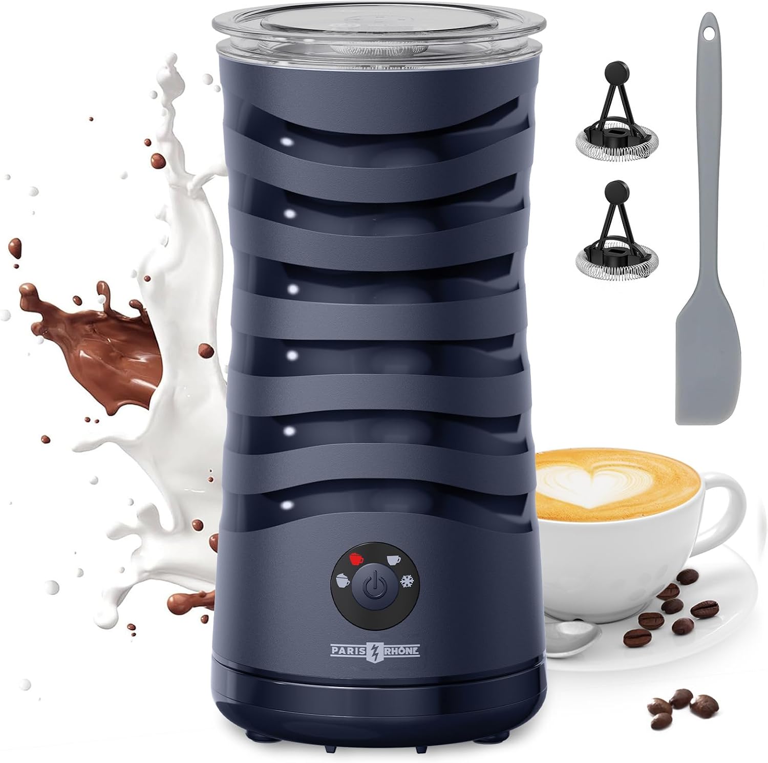Paris Rhône 4-in-1 Milk Frother & Steamer, Hot & Cold Foam Maker