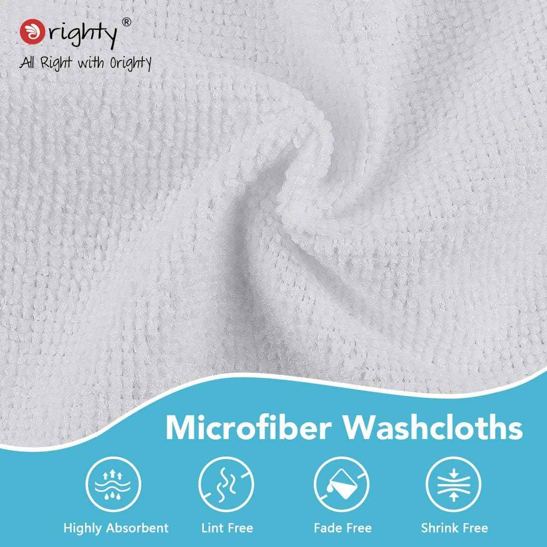 Orighty Washcloths Bulk, 200 Pack Microfiber Face Towels, 12x12 Inch White