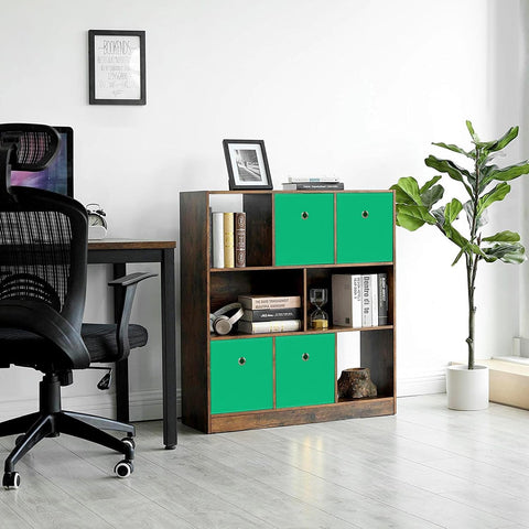 Foldable Storage Cubes Bins ,11 Inch Cloth Storage Cube Fabric Storage Box Cubes Organizer Baskets with Handles for Home Organizer Set of 6 (Green)