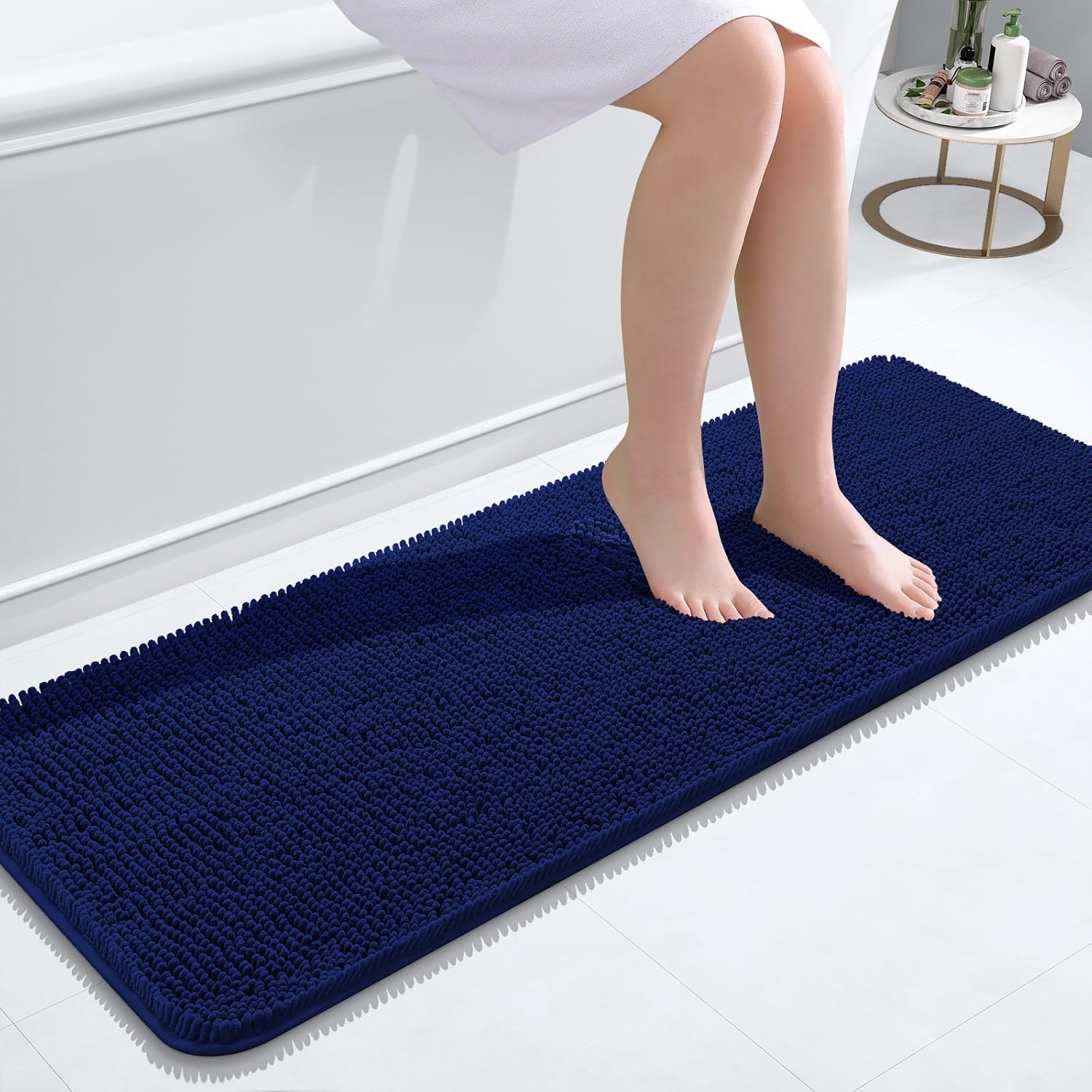 OLANLY Bathroom Runner Rugs 47x17, Extra Soft Absorbent Chenille Bath Rugs