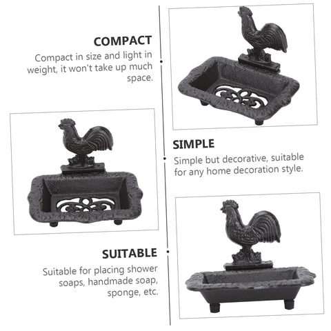 Ciieeo 1pc Retro Cast Iron Soap Box Vintage Soap Holder for Bathroom Kitchen Shower and Countertop Strong Easy to Use Drain Box