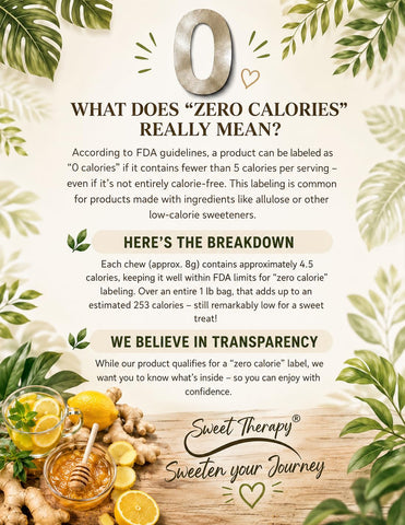 Sweet Therapy Ginger Chews Sugar Free - Sugar free ginger candy - Zero Sugar Candy - Healthy snacks - Calorie free candy - 1LB - Original flavor.