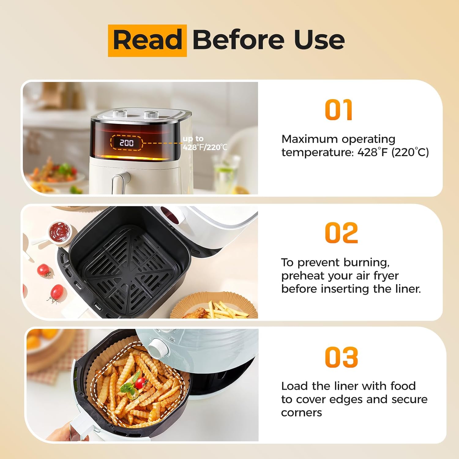 125Pcs 8 Inch Square Air Fryer Liners Disposable for 5-8QT, Parchment Paper