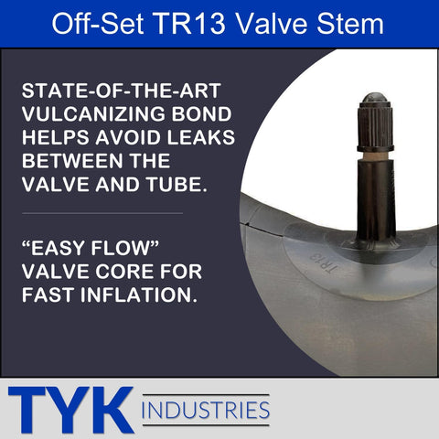 Two 20x8.00-8, 20x10-8, 20x8-8, 20x10.00-8 Golf Cart, Lawn Mower Tire Inner Tubes with TR13 Short Rubber Valve Stems by TYK Industries