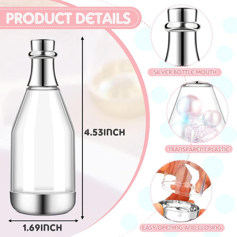 Cunhill 18 Pcs Mini Champagne Bottles Wedding Favors Bulk, Clear and Silver