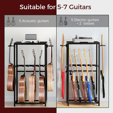 MAHANCRIS Guitar Stand, Guitar Rack for Acoustic Holder, Electric Guitar, Bass, Multiple Guitar Rack Holder for Guitars, Guitar Amp Accessories, for Home Music Studio, Black GSHB6501
