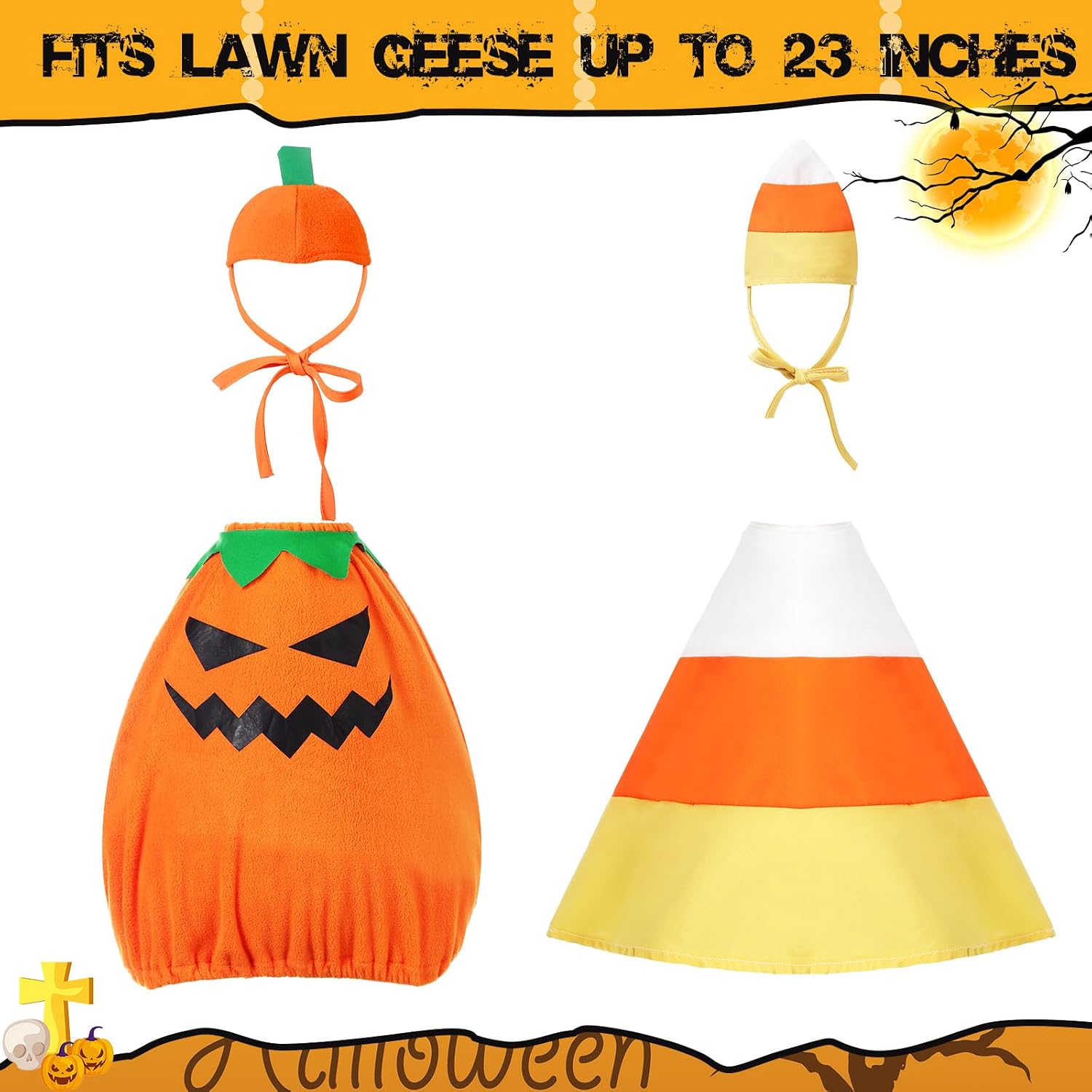 2 Set Fall Porch Goose Outfit, Halloween 23" Lawn Goose Cloth