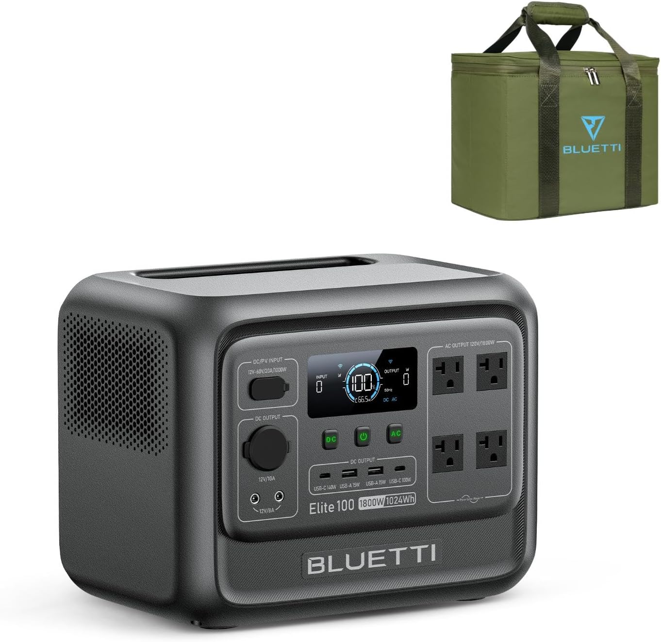 BLUETTI Elite 100 V2 Portable Power Station with Bag 1024Wh 1800W LFP