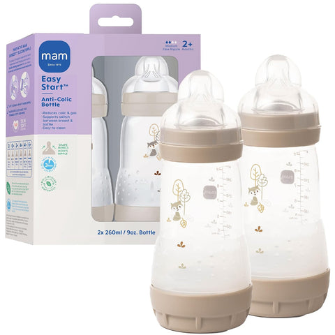 MAM 9oz Easy Start Anti-Colic+ Vented Baby Bottle, 2+ Months, 2 Pk, Unisex