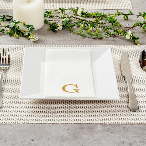 Restaurantware Gold Letter G Linen-Feel Guest Towels, Airlaid, 50 Count