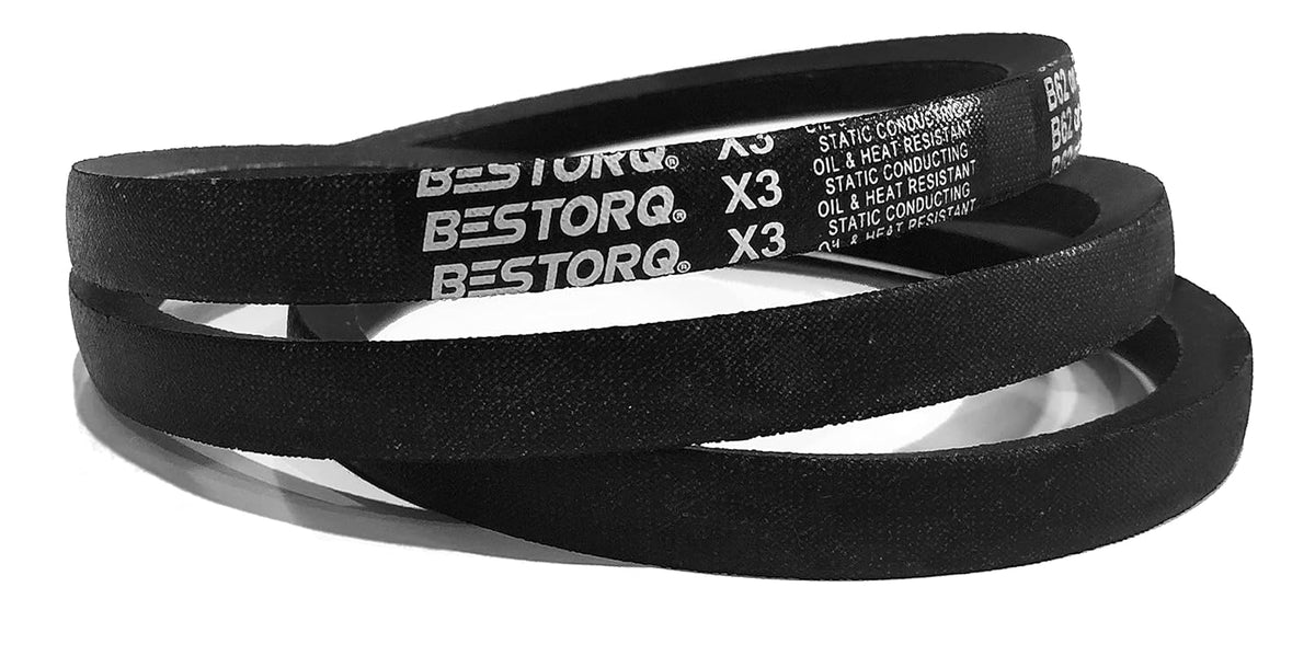 BESTORQ C120 V-Belt, Classic Wrapped Rubber X3 V-Belt, Black, 124" Outside Circumference x .87" Width x .57" Height, (Pack of 1)