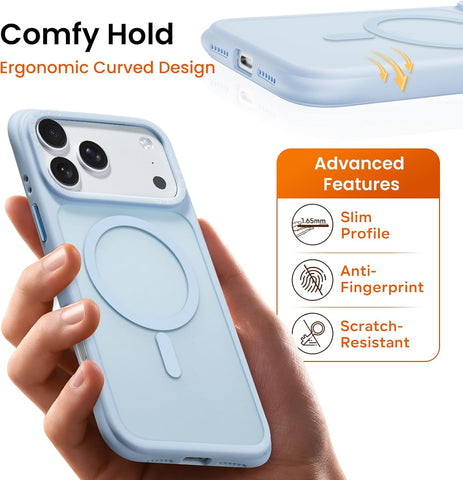 ORNARTO Magnetic for iPhone 17 Pro Max Case, Translucent Matte, Baby Blue