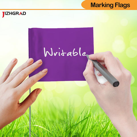 20Pack Purple Marking Flags, JIZHGRAD 13x4x5 Inch Marker Flags Use for Yard & Lawn, Boundary & Dog Training, Survey & Landscape, Sprinkler & Surveyor, Garden & Construction, High Visibility, Sturdy, Versatile, UV & Weather Resistant