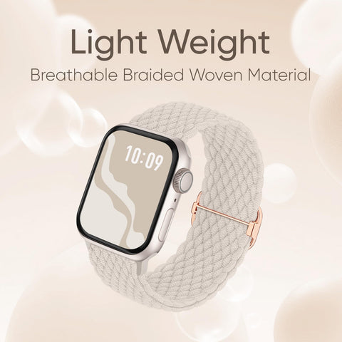 Braided Stretchy Solo Loop Compatible for Apple Watch Band 38mm 40mm 41mm 42mm 44mm 45mm 46mm 49mm for Women Men, Nylon Elastic Straps Wristbands for iWatch Series 10 9 8 7 6 SE 5 4 3 2 Ultra Ultra 2