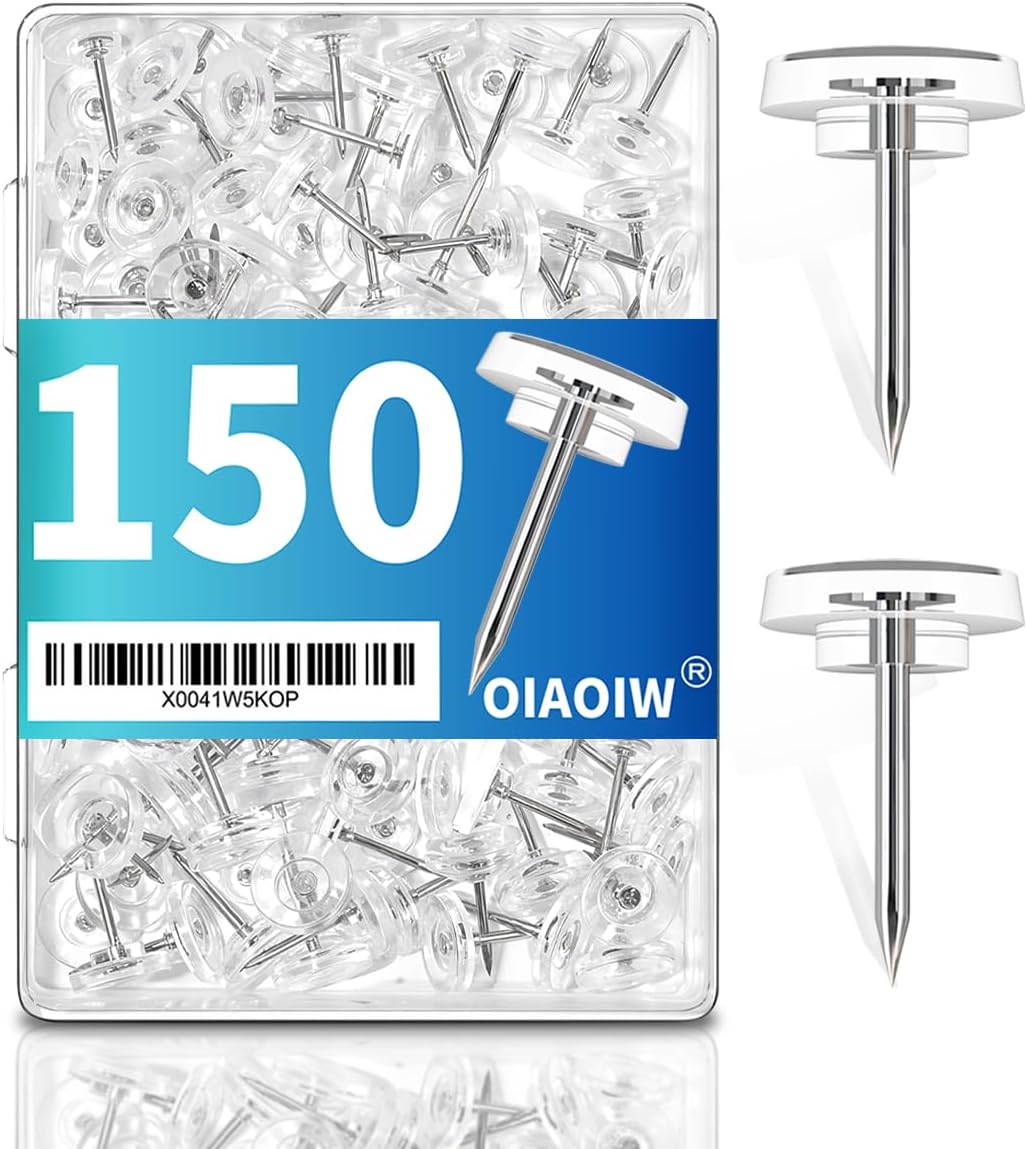 150PCS Clear Thumb Tacks for wall Push pins for wall thumbtacks for Hanging