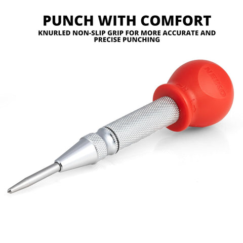 NEIKO 02638A 5-Inch Automatic Center Punch for Metal, Adjustable Impact Spring Loaded Center Punch Tool, Spring Punch, Center Punch Spring Loaded, Auto Center Punch