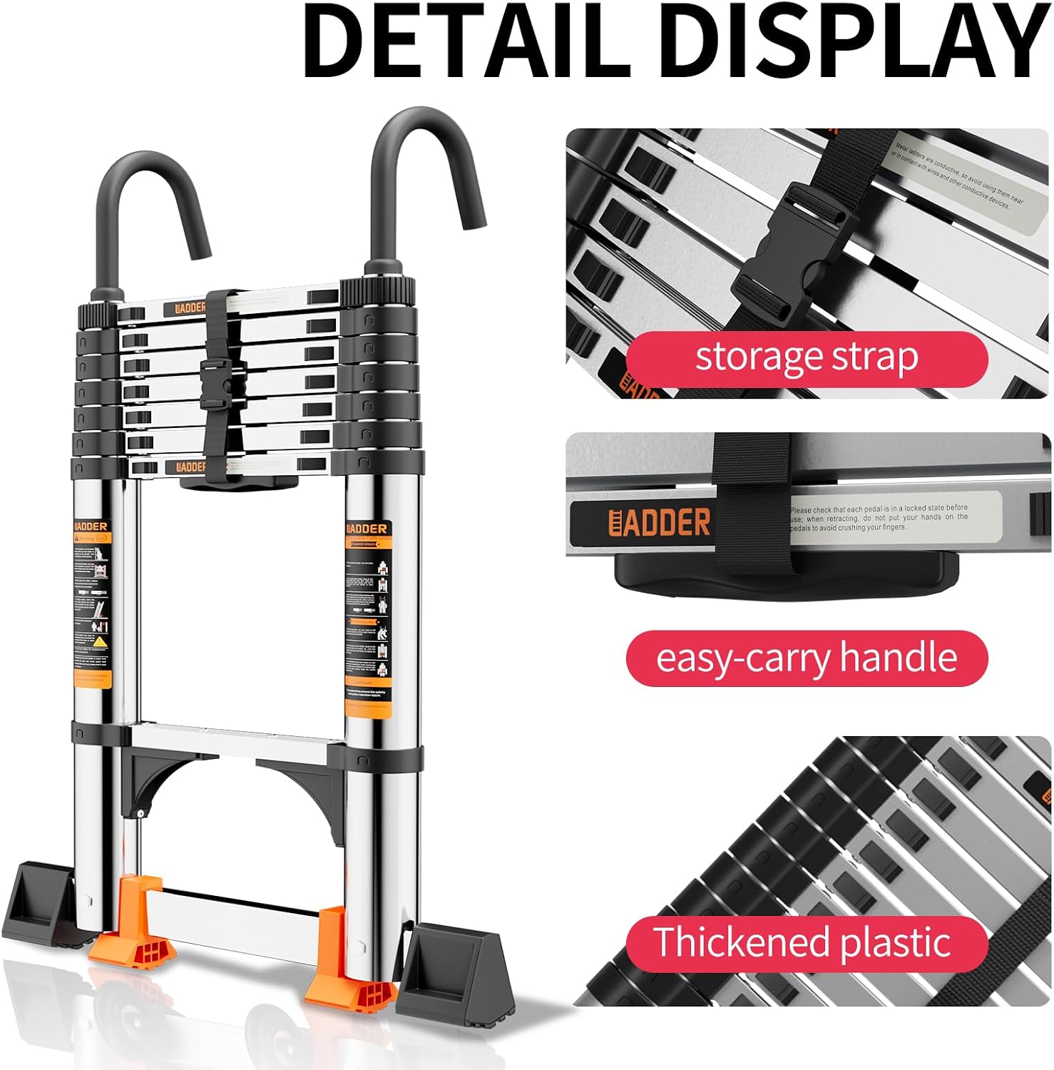 Telescoping Ladder,8.5 FT Extension Ladder, Heavy Duty 330lbs Max Capacity